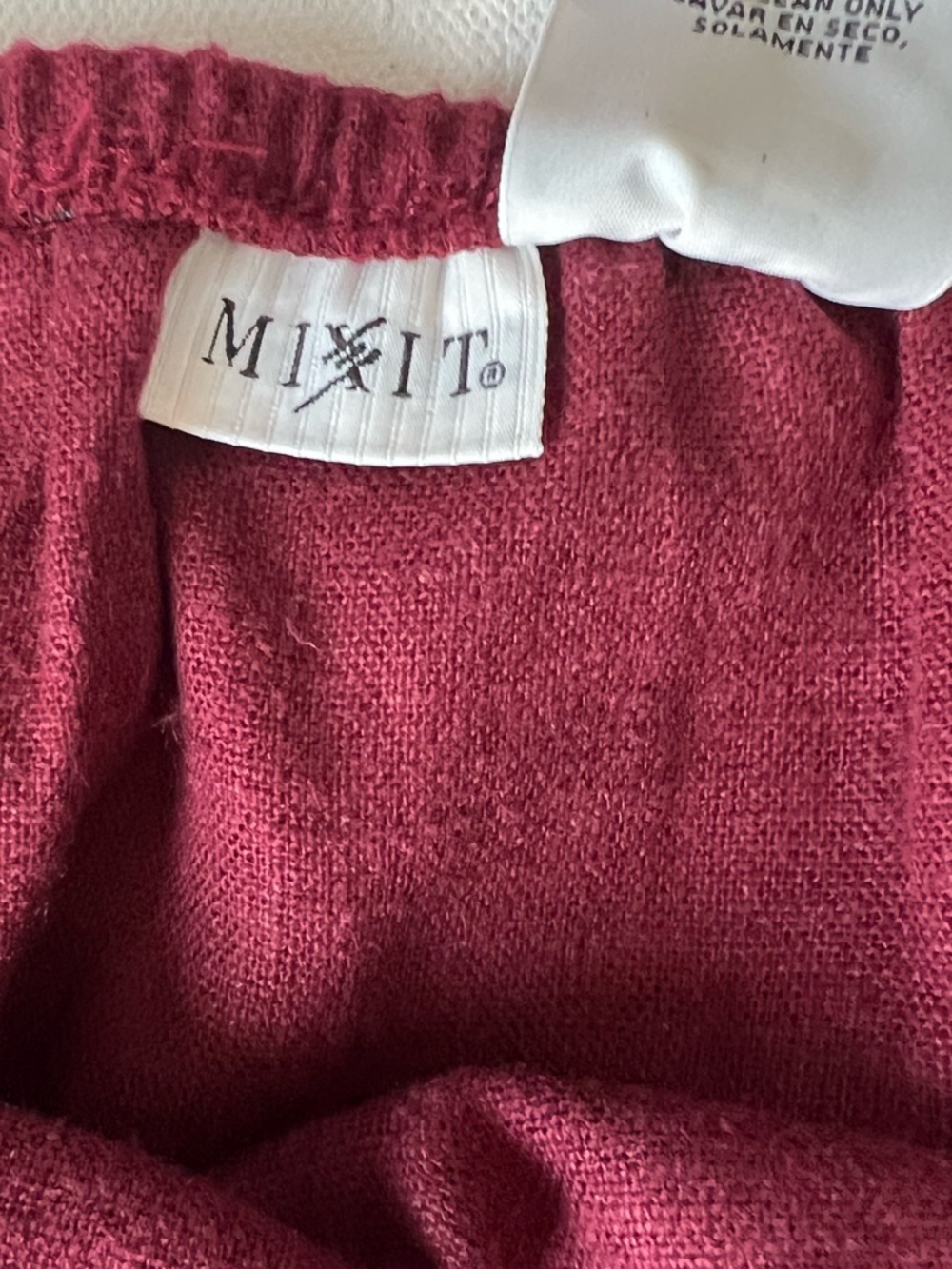 MIXIT Linen Blend Women’s Burgundy A-Line Midi Skirt - L - Picture 4 of 9